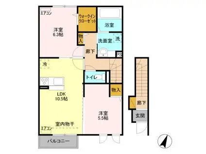 アリエッタ(2LDK/2階)の間取り写真