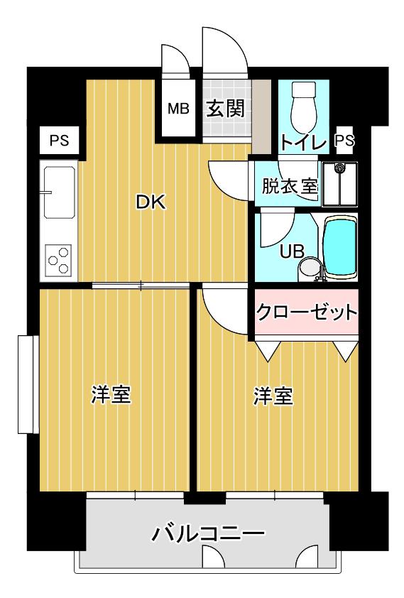 ロマネスク松原(2DK/5階)の間取り写真