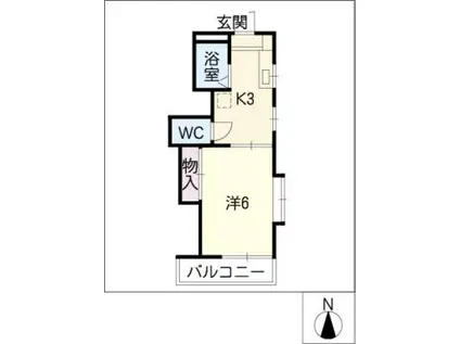 ソネット20(1K/1階)の間取り写真