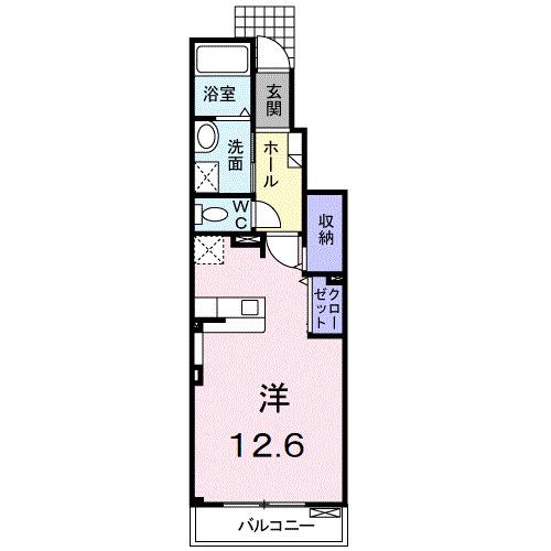 イルマーレ B(ワンルーム/1階)の間取り写真