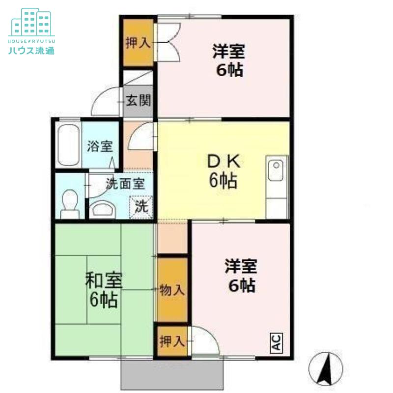 プレジール堀溝B(3DK/1階)の間取り写真