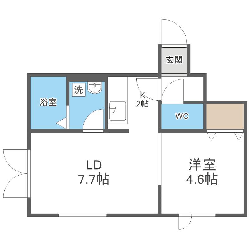 マイコート北郷(1LDK/3階)の間取り写真