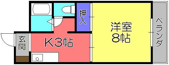コスモハイツ秦荘(1K/1階)の間取り写真