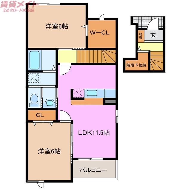 サン・ホーム誠和VI(2LDK/2階)の間取り写真