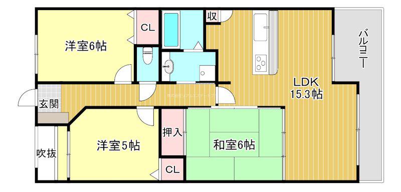 アメニティ南草津IV(3LDK/3階)の間取り写真
