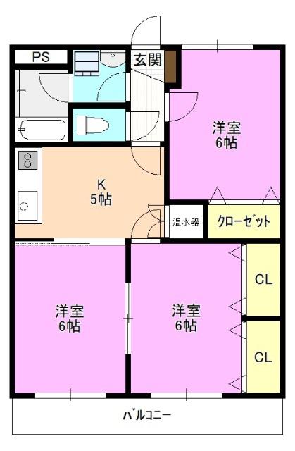 オーブドゥ光繁2(3K/1階)の間取り写真