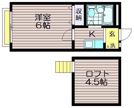 ガウディVI(1K/1階)の間取り写真
