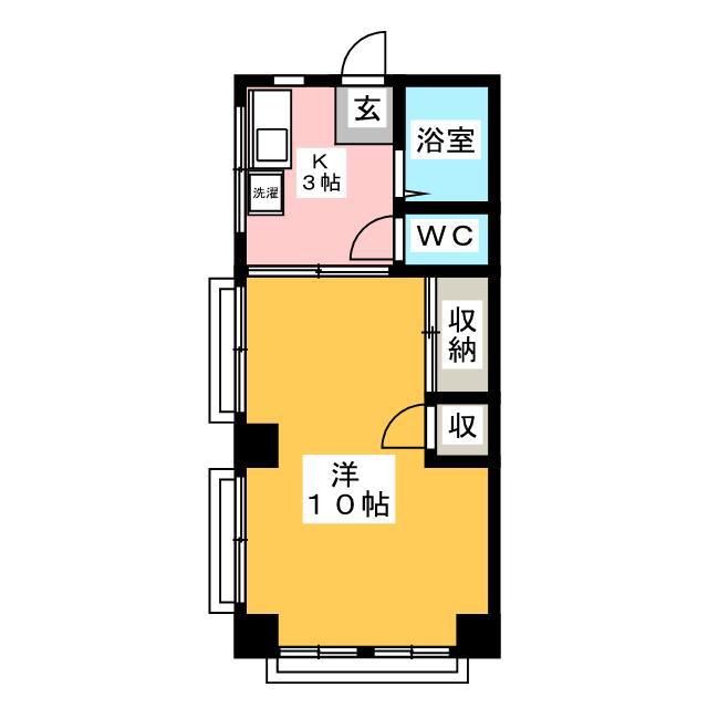 月見野ハイツ(1K/2階)の間取り写真