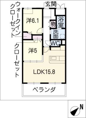 ベルヴェデーレ(2LDK/1階)の間取り写真