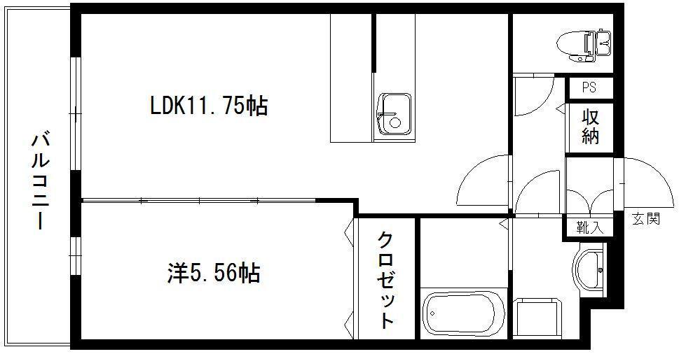 サウスキアラ(1LDK/3階)の間取り写真