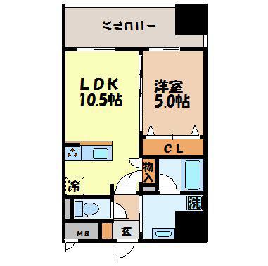 ABITI浜町(1LDK/4階)の間取り写真