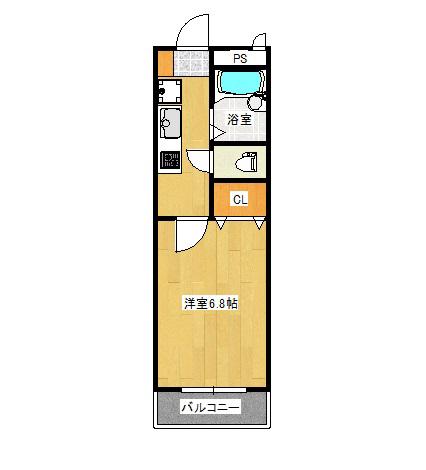 駅前コーポ財田(1K/2階)の間取り写真