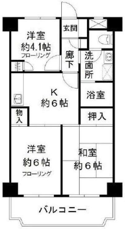 リヒテスハイム(3DK/4階)の間取り写真