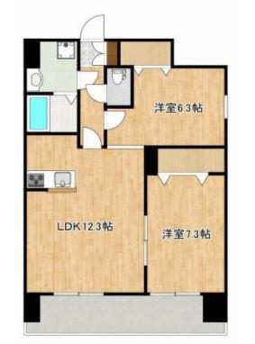 クロノス40新町III(2LDK/12階)の間取り写真