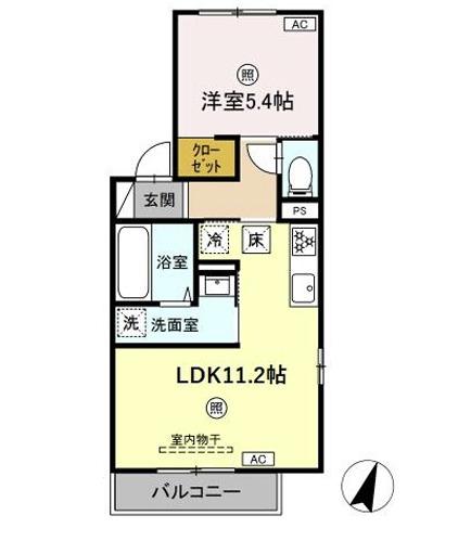 LUSSO IV(2LDK/1階)の間取り写真