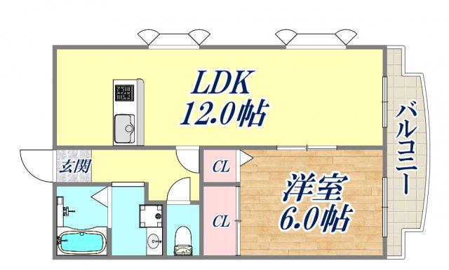 メゾン宮西Ⅱ(1LDK/1階)の間取り写真