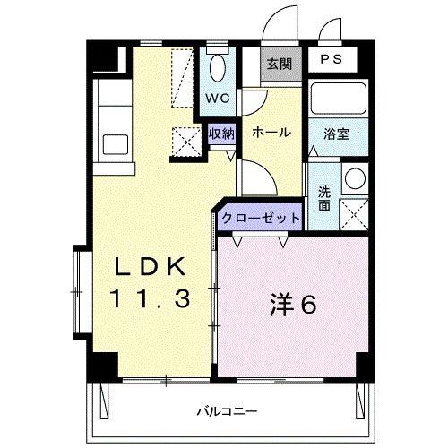 ラ・コリーヌ・エスポワール(1LDK/4階)の間取り写真