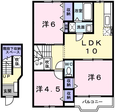 サンセールII(3LDK/2階)の間取り写真