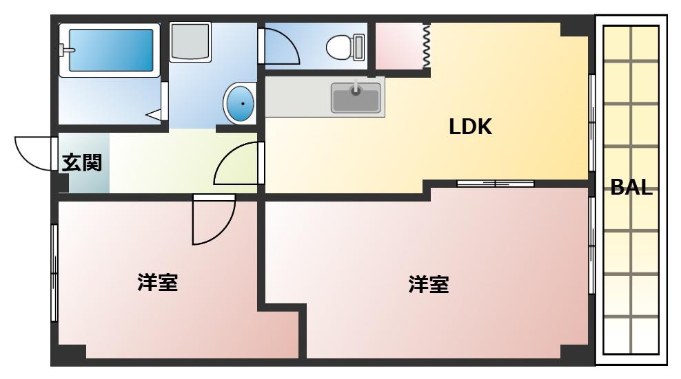 プリンストン布施(2LDK/8階)の間取り写真