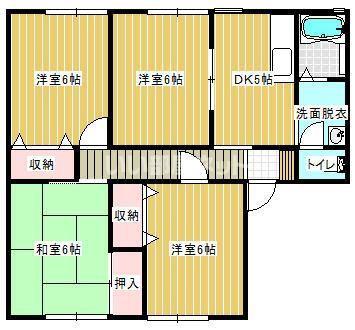 サンビレッジ葛原 B棟(4DK/1階)の間取り写真
