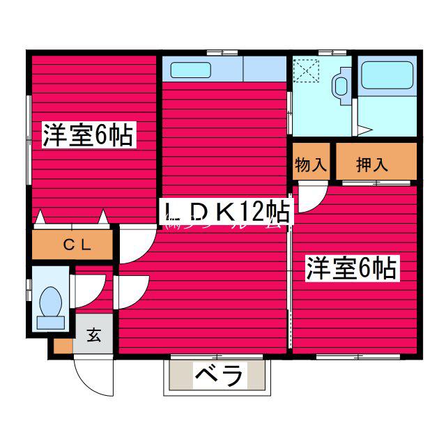 月寒東5-8-6-7テラス(2LDK/2階)の間取り写真