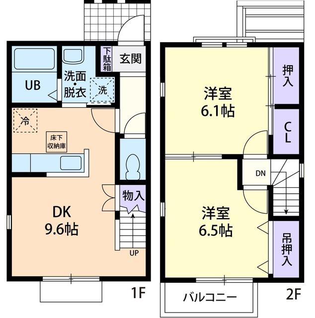 ユニゾン A(2DK/1階)の間取り写真