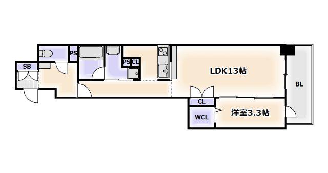 SUNREGIS NAMBA(1LDK/11階)の間取り写真