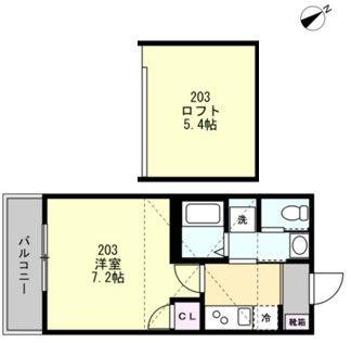 FELICE鵠沼海岸(1K/2階)の間取り写真