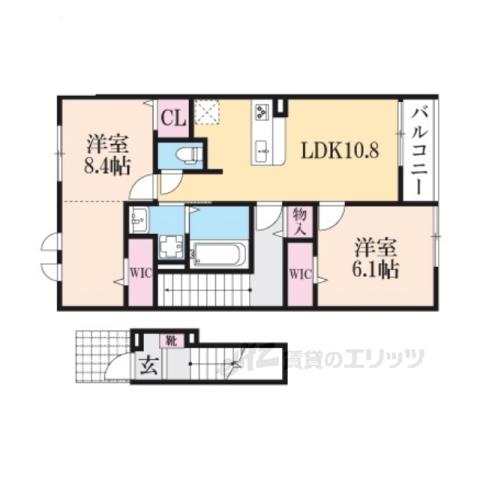 セレスティアⅡ(2LDK/2階)の間取り写真