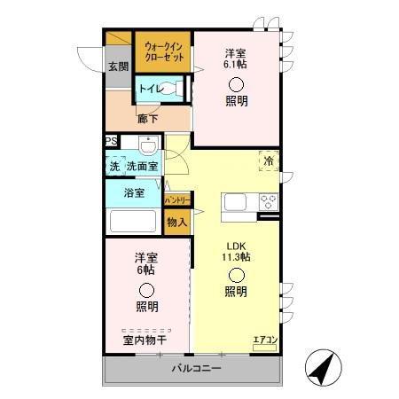 本郷の杜ラウン(2LDK/3階)の間取り写真