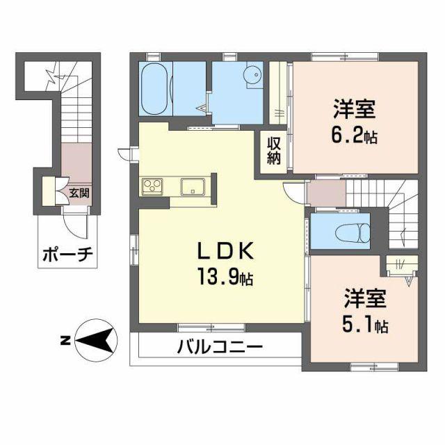 シャーメゾンベルテ(2LDK/2階)の間取り写真