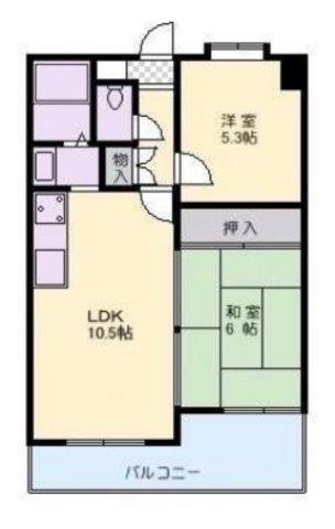 ダンディライオン御影5(2LDK/4階)の間取り写真