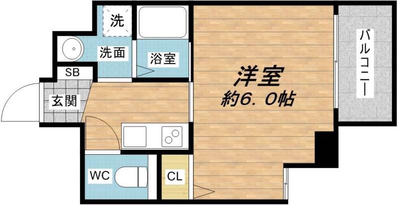 プレサンス東本町VOL.2(1K/3階)の間取り写真