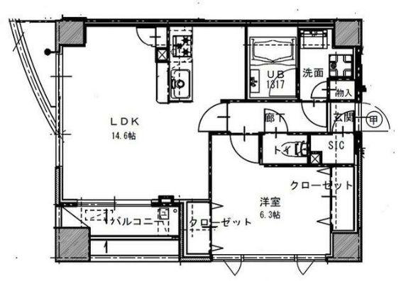 パークフラッツ芝浦(1LDK/11階)の間取り写真