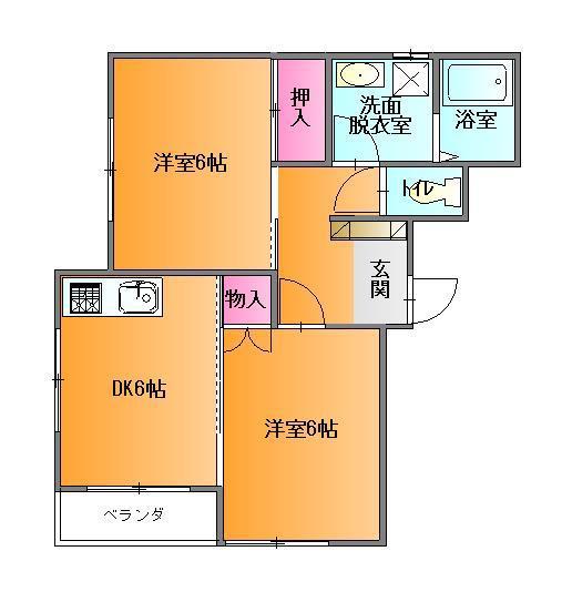 ル・フレール桜田(1LDK/2階)の間取り写真