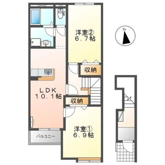 LE MIRAGE(2LDK/2階)の間取り写真