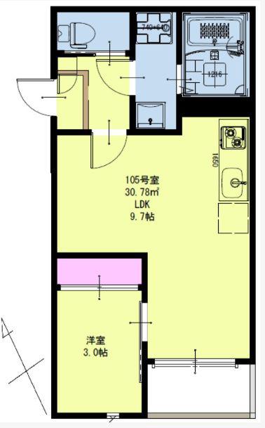 GRANDTIC北仙台(1LDK/1階)の間取り写真