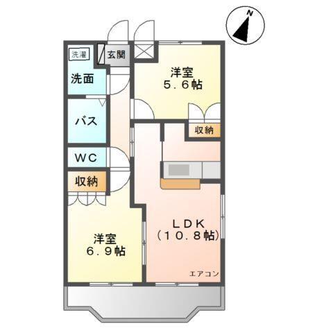 グローリア(2LDK/1階)の間取り写真