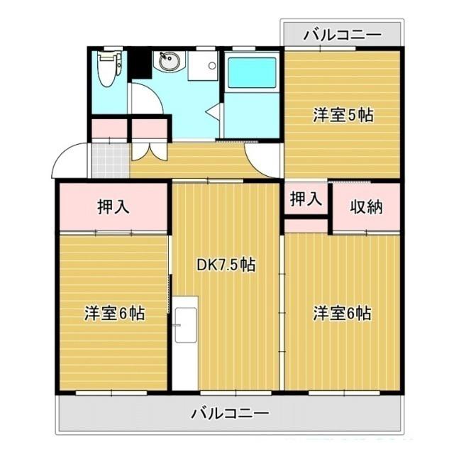 レジデンス東野(3DK/4階)の間取り写真