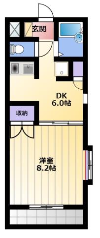 プレジデントヴィラC(1DK/4階)の間取り写真