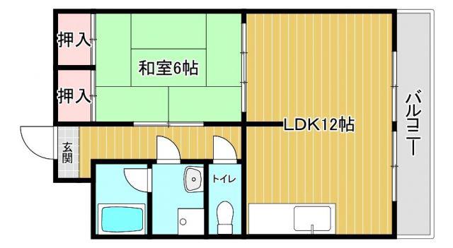 大丸マンション(1LDK/3階)の間取り写真