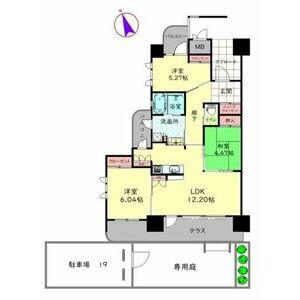 グランドパレス熊本町プレミアム(3LDK/1階)の間取り写真