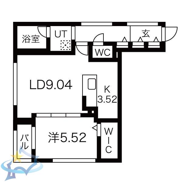 HGS山鼻II(1LDK/4階)の間取り写真