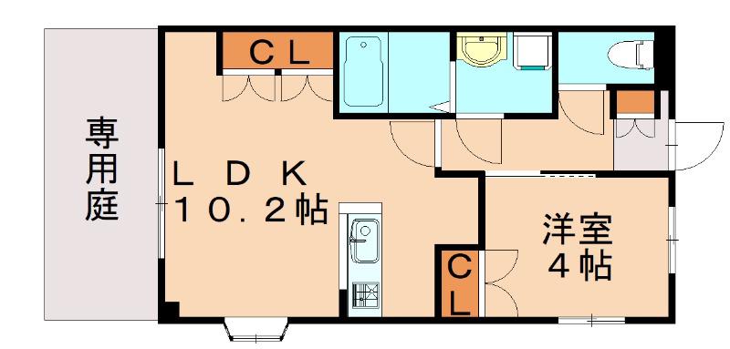 メイプル館(1LDK/1階)の間取り写真