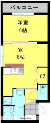 イリスパイラブライト(1DK/4階)の間取り写真