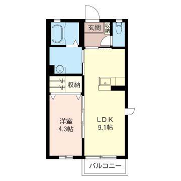 クラヴィエE(1LDK/1階)の間取り写真