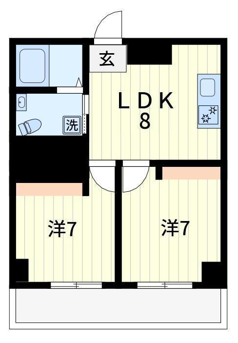 JR常磐線 金町駅 徒歩4分 4階建 築53年(2LDK/4階)の間取り写真