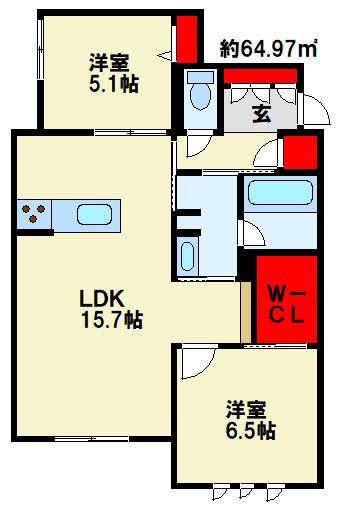 ベレオ青葉(2LDK/1階)の間取り写真