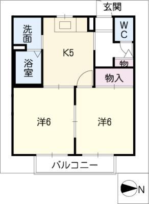 ハイビスカスD(2K/1階)の間取り写真