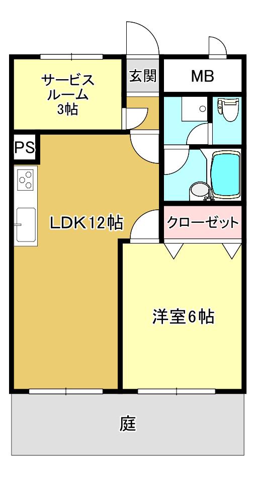 スカイコート大手町(1SLDK/1階)の間取り写真
